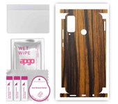 apgo Protective Skin Sticker for the back+sides compatible with Honor Play 4T, Full Wrap Film, Foil, Vinyl - Pattern Tigerwood