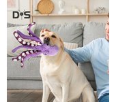 Juguete de peluche chirriante para perros, pulpo de peluche grande, juguetes interactivos para masticar para cachorros, juguete de tira y afloja para perros pequeños, medianos y grandes verde