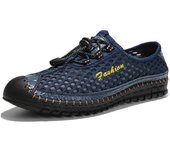 Zapatos de malla de verano para hombre, zapatillas de deporte ligeras y transpirables, calzado para caminar, zapatos informales cómodos sin cordones para hombre 38 gris