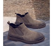 Botas Chelsea cálidas de vellón para hombre Botas Martin de cuero para hombre Botas altas de estilo guerrero británico con diseño de lobo 38
