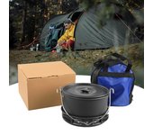 Juego de utensilios de cocina portátiles para acampar al aire libre, sartenes para senderismo, juego de desorden para 5-6 personas gris