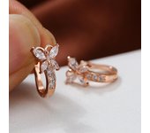 Pendientes de circón de cristal con piedra natal de talla marquesa, pendientes en forma de mariposa, regalos, joyería oro rosa/champagne
