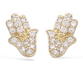 Les Trésors De Lily [J8632] - Pendientes chapados en oro 'Main de Fatma' oro blanco - 10x7 mm oro