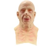 Tocado de Halloween con cara de anciano, peluca de terror humana realista, accesorio para fiesta