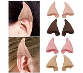 1 par de orejas de elfo falsas de látex para cosplay, accesorios reutilizables de hada, orejas puntiagudas para fiestas de disfraces, accesorios para fotomatón café oscuro
