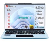 Portátil con Windows 11 Office, ultradelgado, SSD GM-JAPAN de 14.1  y 128 GB, memoria de 4 GB, cámara web, WPS Office, Celeron, wifi, USB 3.0, HDMI. (Azul hielo)