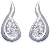 Les Trésors De Lily [E9043] - Boucles Argent 'Câlin' Blanc argenté - 14x7 mm plata