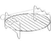 Rejilla de acero inoxidable de doble capa para freidora de aire, parrilla redonda versátil para asar, parrilla con brochetas, bandeja para hornear, soporte para freidora de aire