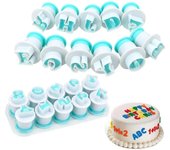 Molde para galletas con letras mayúsculas y minúsculas, cortador de galletas, molde para fondant con letras mayúsculas, cortador de émbolo de plástico