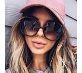Gafas de sol redondas para mujer, de gran tamaño, diseño de marca, moda para mujer, para hombre, de plástico, para exteriores, con degradado, gafas de sol UV400 negro