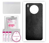 apgo Protective Skin Sticker for the back compatible with Huawei Nova 8i, Wrap Film, Foil, Vinyl - Pattern Black Leather