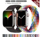 Correa de nailon trenzada de tela para Apple Watch 7, 6, 44mm, 40mm, 38mm, 42mm, 41mm, 45mm, elástica para iWatch Series 6 SE 5 4 3 38mm or 40mm or 41MM&XS Size varios colores