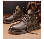 Botas de motociclista para hombre, botas de cuero de estilo Retro para motocicleta al aire libre de invierno, zapatos casuales de caña alta para hombre, resistentes al desgaste a la moda, combinables 88 39