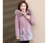 Chaqueta acolchada de invierno para mujer, abrigo femenino, a la moda, holgada, con capucha, cálida, chaqueta de algodón con plumón largo y bordado grueso para mujer L azul
