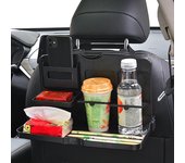 Bandeja para asiento trasero de coche, mesa plegable para comedor, bandeja para comida, soporte para vaso de bebida y teléfono móvil, accesorios interiores para coche negro