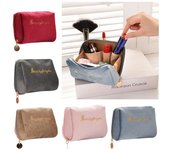 1 bolsa de maquillaje de terciopelo, multifuncional, portátil, con cremallera, para guardar cosméticos One Size color rosa