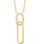 Les Trésors De Lily [R5798] - Collar chapado en oro 'Cléopatra' oro blanco - 45 cm 25x6 mm (trombón) blanco