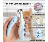 Cortauñas para mascotas, cortauñas para perros y gatos, cortauñas que ahorra trabajo, práctico cortauñas eléctrico LED para mascotas, suministros para mascotas azul