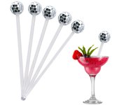 5/10pcs Disco Balls Cocktail Stirrers Plastic Round Top Swizzle Sticks Mirror Ball Coffee Beverage Stirrers for Home Bar decor 5pcs