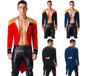 Disfraz de maestro de ceremonias de circo de Halloween para hombre, domador de leones, chaqueta de frac, disfraz de Cosplay S rojo