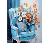 RUOPOTY Kit de pintura por números DIY de flores, cuadro de flores en sillas por números, pintura acrílica sobre lienzo para decoración del hogar, 40x50cm 40x50cm NO Frame