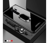 Para Xiaomi Redmi Note 8 10 Pro funda de vidrio templado duro anillo magnético funda de teléfono para Redmi Note 8A 9 Pro 10 Lite marco suave cubierta trasera a prueba de golpes For Redmi note  9s color rosa