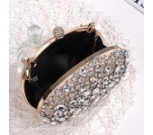 Bolso de mano pequeño y portátil de alta gama con incrustaciones de diamantes finos y forma ovalada para mujer, de lujo y ligero 18*6*11cm oro rosa