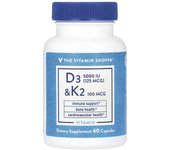 The Vitamin Shoppe, Vitamin D3 & K2, 60 capsules
