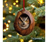 Nuevo adorno navideño de búho, mapache, hipopótamo, colgante de árbol de Navidad, colgante plano de acrílico 2D