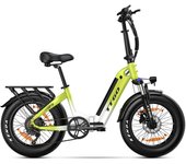 Bicicleta eléctrica urbana TTGO F6 verde/gris/blanca con motor de 250 W y batería extraíble de 36 V y 25 Ah, neumáticos de 20 x 4,0 pulgadas, freno hidráulico de 7 velocidades. verde
