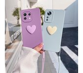 Funda de silicona con cordón y corazón de amor para Xiaomi Mi 11 Lite 5g Ne 12 12s Pro Mi12lite 10t 11t 11lite Funda para cámara POCO X3 X4 M3 M4 for mi 11