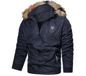 Chaquetas de lana para hombre, Parkas informales de invierno, prendas de vestir exteriores para hombre, chaqueta con capucha, rompevientos con Cuello de piel para exteriores, chaqueta táctica para hombre XL