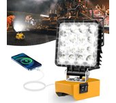 Luz de trabajo LED para Dewalt y Milwaukee, linterna portátil de 48 W con batería, lámpara con carga USB y tipo C, herramientas para el lugar de trabajo Battery not included