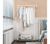 Perchero de doble varilla para dormitorio, perchero con ruedas, estante portátil multifuncional móvil para colgar ropa