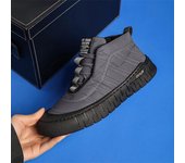 Zapatillas deportivas de caña alta de moda coreana para hombre: zapatillas casuales de terciopelo para otoño/invierno 44 negro