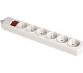 base bipolar 6 tomas con t/tl 10/16a 250v blanco + interruptor luminoso solera