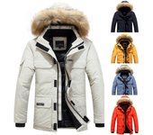 Abrigo de algodón de mediana edad para hombre, informal, cálido, para exteriores, de otoño e invierno, abrigo de algodón con cuello medio grueso L negro