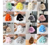Mini llavero de conejo de peluche de 10 cm con pompón real esponjoso para mujeres y niñas A18