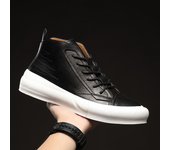 Botas de cuero para hombre, tendencia coreana, cómodas y casuales, con cordones, botines de moda, zapatillas altas 38