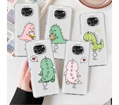Funda transparente con diseño de dinosaurio pequeño para Xiaomi Mi Poco X3 NFC M3 Pro F3 F1 11 Lite 12 Redmi Note 10 9S 8 7 9 Xiaomi Poco M3