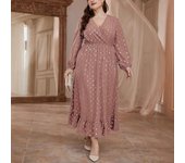 Vestido de talla grande para mujer, con estampado de lunares y cintura alta y cintura elástica 0XL azul marino