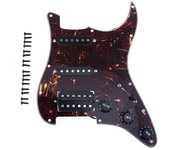 Golpeador Musiclily HSS Strat con cable, pastilla humbucker de bobina simple para guitarra eléctrica ST Stratocaster con patrón de carey de 11 agujeros, 4 capas