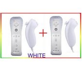 YSFMODE® 2 Mandos Motion Plus Blancos + 2 Nunchucks Blancos para WII