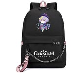 Mochila de lona para mujer, bonita mochila Genshin Impact para adolescentes, mochila escolar con carga USB, bolsas de viaje para computadora portátil para estudiantes