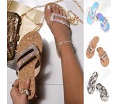 Sandalias casuales de moda de verano para mujer, chanclas de cristal para playa, zapatillas, zapatos 37