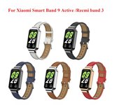 Correa de cuero para Xiaomi Smart Band 9 Active, repuesto de pulsera para Redmi Band 3 negro