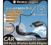 Adaptador de audio para coche Bluetooth 5.4, receptor de música inalámbrico AUX de 3,5 mm con micrófono, manos libres, reproducción de disco U para amplificador, altavoz y kit de coche. negro