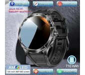 Reloj inteligente con seguimiento GPS para hombre, pantalla AMOLED Ultra HD de 1,85 pulgadas, batería de 710 Mah, reloj inteligente con llamadas Bluetooth, nuevo reloj deportivo con GPS para hombre 2024 silicon negro