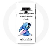 Coque pour Samsung Galaxy Note 9 Lilo et Stitch Ohana Citation Blanc