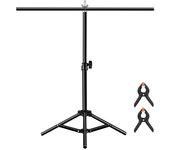 Soporte de fondo para estudio fotográfico en forma de T de 67 cm, soporte de barra transversal para fondo con clips, sin fondo(Negro) negro